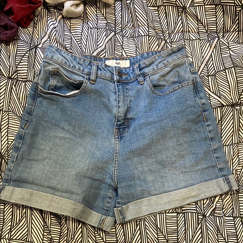Vans Blue Jean Shorts High-Waisted Cuffed